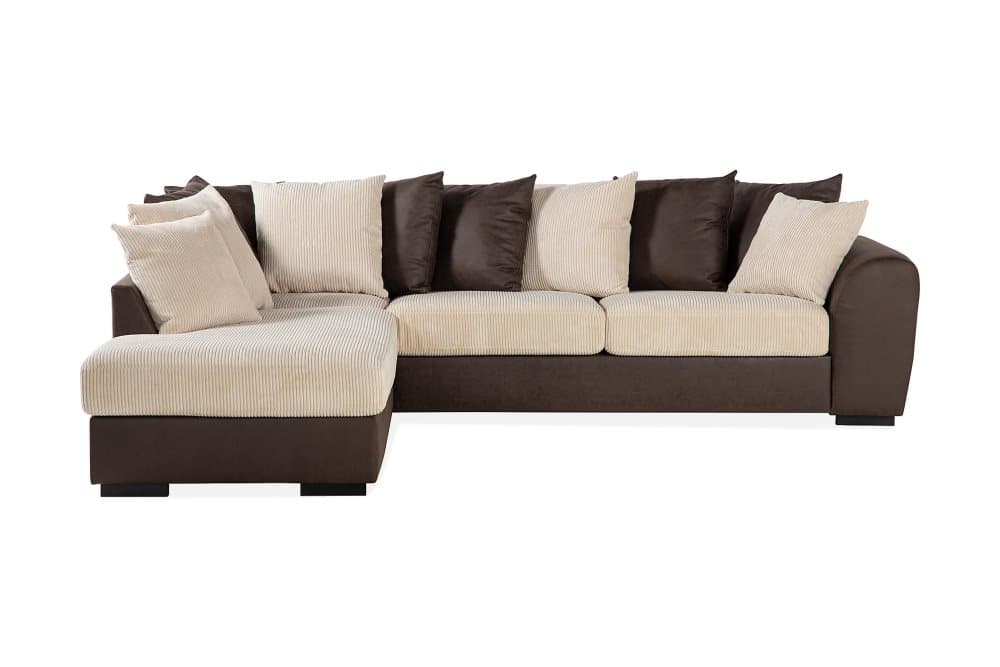 AUSTIN 3-sits Schäslong Vänster Kuvertkuddar Beige/Brun