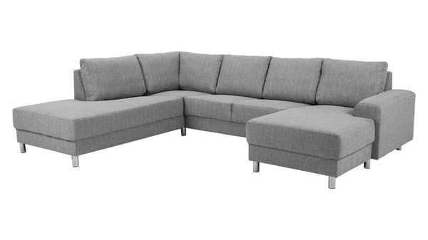 Calverton hjørnesofa med chaiselong til højre i lys grå.