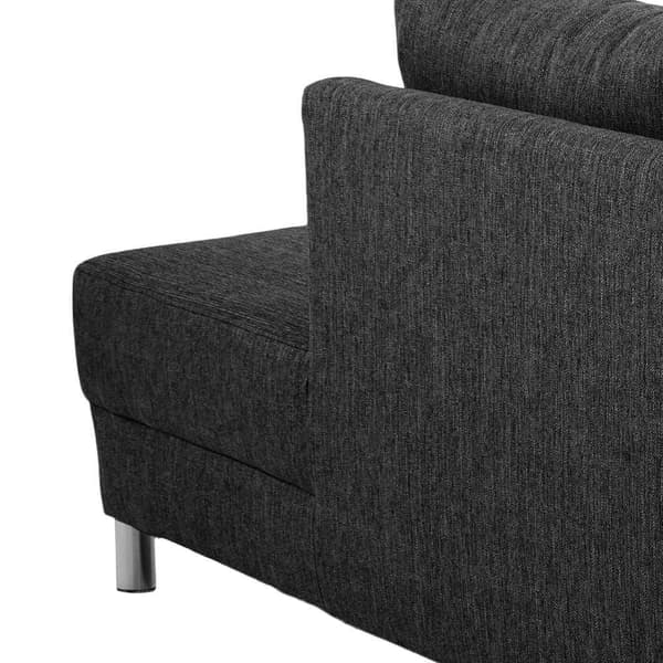 Calverton hjørnesofa med chaiselong venstrevendt i antracit grå stof og med chrome ben.