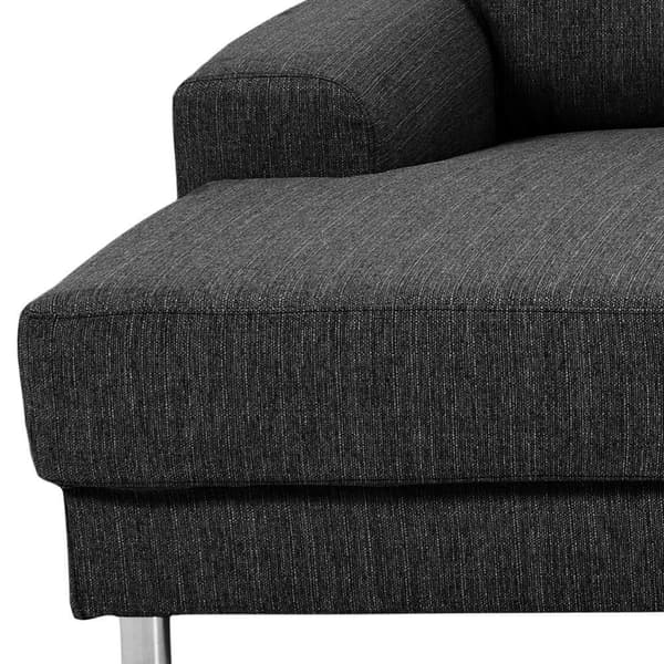 Calverton hjørnesofa med chaiselong venstrevendt i antracit grå stof og med chrome ben.
