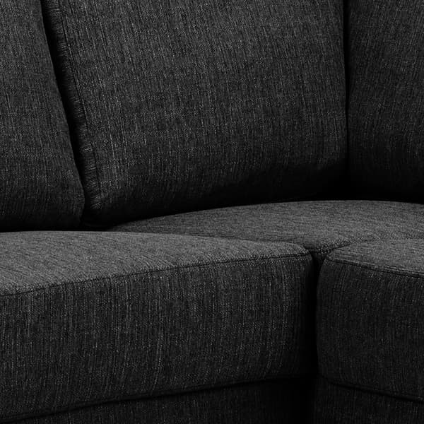 Calverton hjørnesofa med chaiselong venstrevendt i antracit grå stof og med chrome ben.