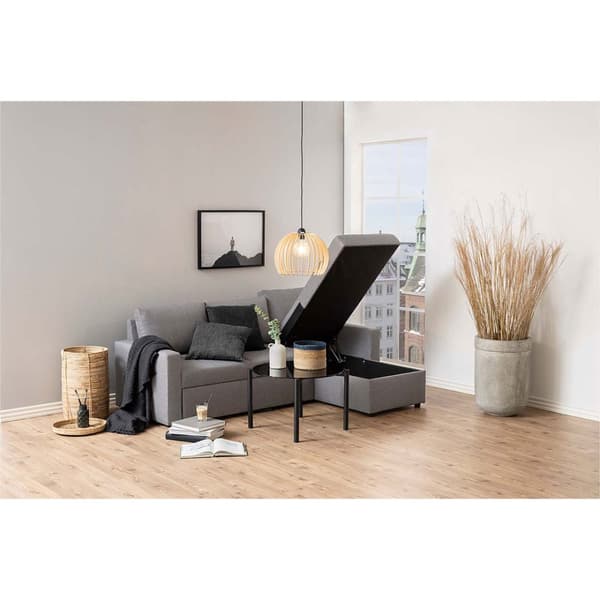 Sacramento sovesofa med chaiselong, opbevaring og udtræk grå.