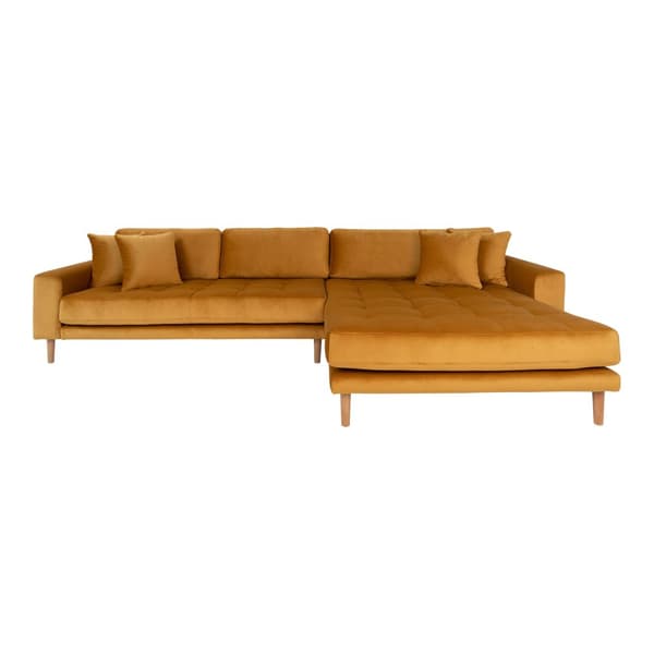 Lido soffa ,schäslong höger velour gul.