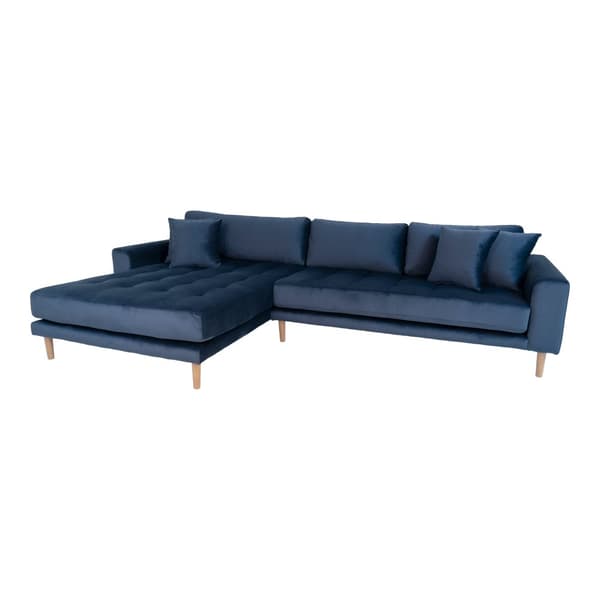 Lido soffa ,schäslong vänster velour mörkblå.