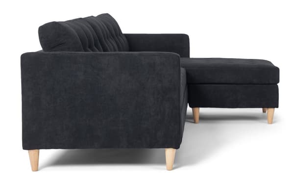 Marino soffa AB3, schäslong höger eller vänster svart sammet .