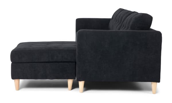 Marino soffa AB3, schäslong höger eller vänster svart sammet .
