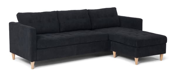 Marino soffa AB3, schäslong höger eller vänster svart sammet .