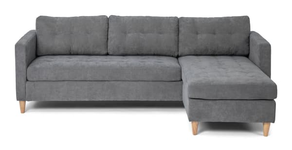 Marino sofa, chaiselongsofa højre eller venstrevendt i fløjl grå.