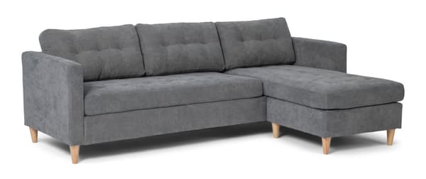 Marino sofa, chaiselongsofa højre eller venstrevendt i fløjl grå.