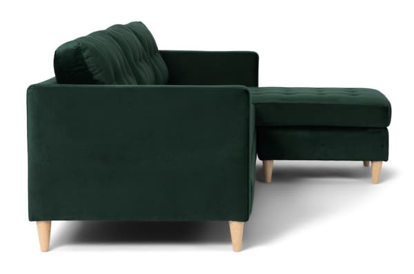 Marino soffa BA1, schäslong höger eller vänster velour grön.