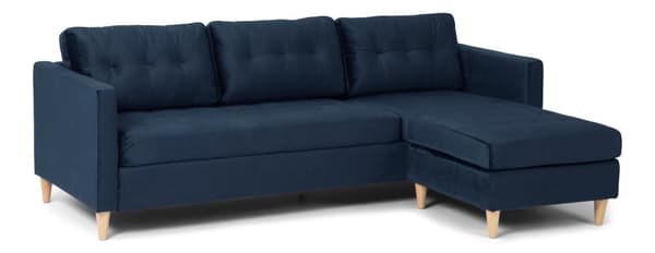 Marino soffa BA2, schäslong höger eller vänster velour blå.