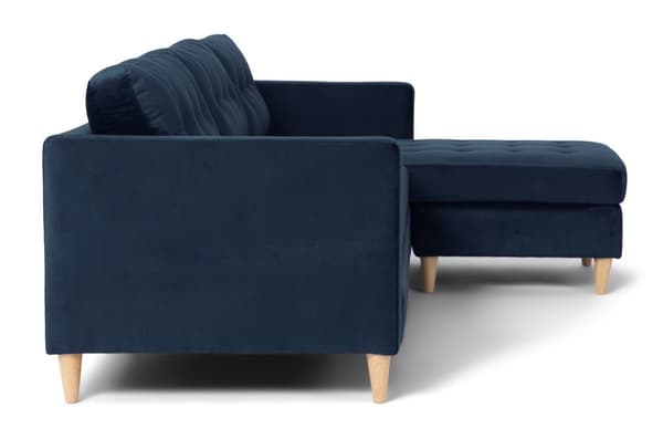 Marino soffa BA2, schäslong höger eller vänster velour blå.