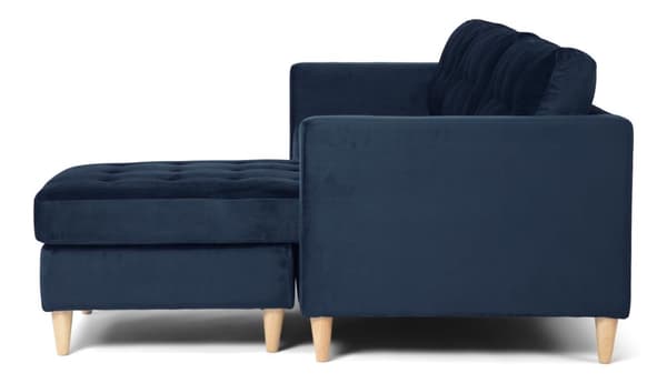Marino soffa BA2, schäslong höger eller vänster velour blå.