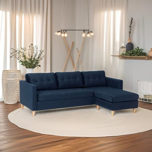 Marino soffa BA2, schäslong höger eller vänster velour blå.