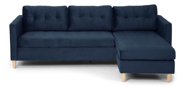 Marino soffa BA2, schäslong höger eller vänster velour blå.