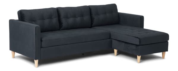 Marino soffa BA4, schäslong höger eller vänster velour svart.