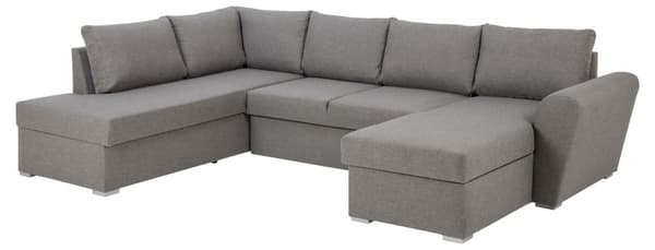 Stanford lux u-sovesofa med hvile til venstre og chaiselong højre, lysegrå.