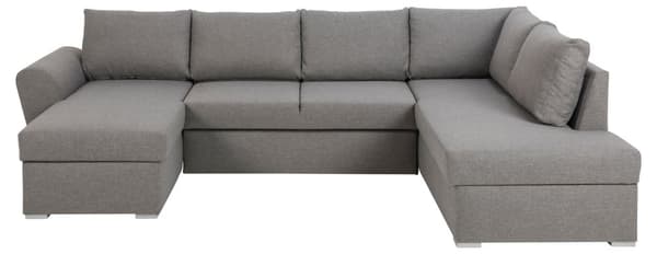 Stan bäddsoffa med schäslong vänster ljusgrå.