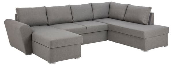 Stan bäddsoffa med schäslong vänster ljusgrå.