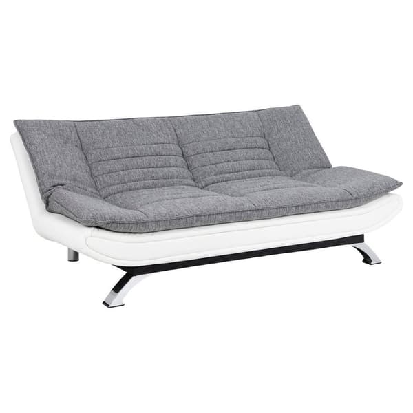 Fanny sovesofa med topp i lys grå og bunn i hvit PU kunstskinn.