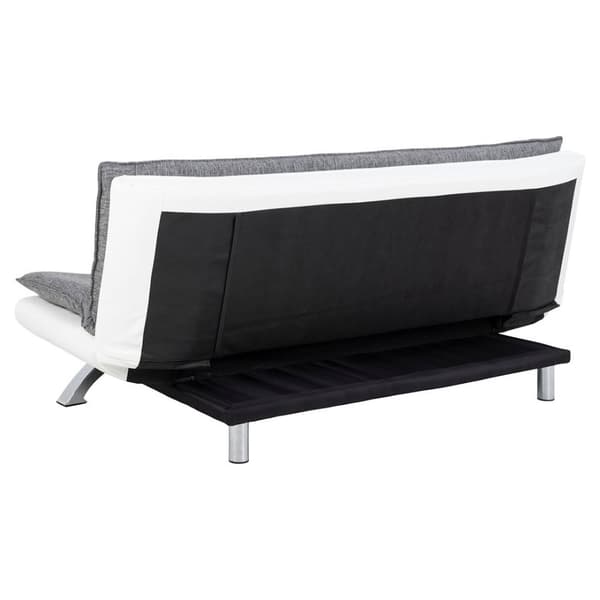 Fanny sovesofa med topp i lys grå og bunn i hvit PU kunstskinn.
