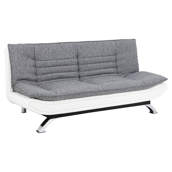 Fanny sovesofa med topp i lys grå og bunn i hvit PU kunstskinn.