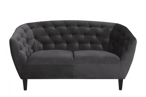 Rian sofa 2 seter mørk grå med svarte ben.