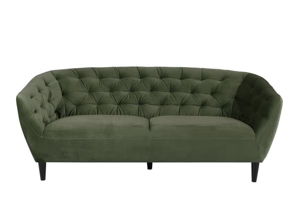 Rita sofa 3 seter skoggsgrønn, gummitre svart.