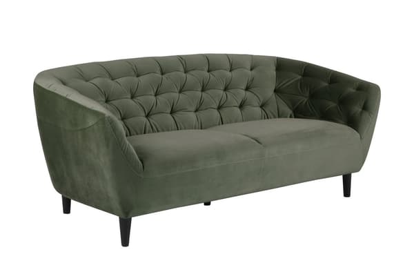 Rita sofa 3 seter skoggsgrønn, gummitre svart.