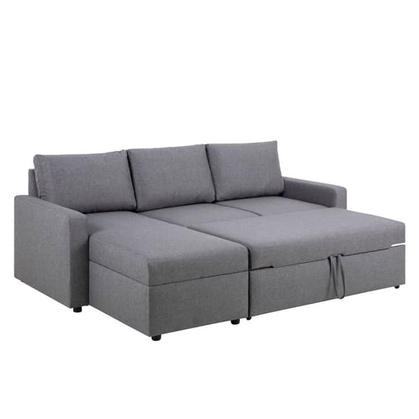 Sander sovesofa med sjeselong, oppbevaring og uttrekk grå.