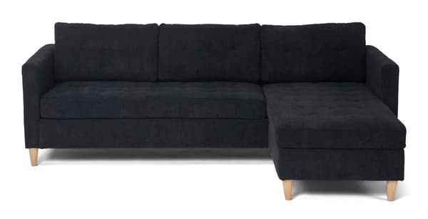 Marino sofa AB3, sjeselongsofa høyre eller venstresnudd i fløjl svart.