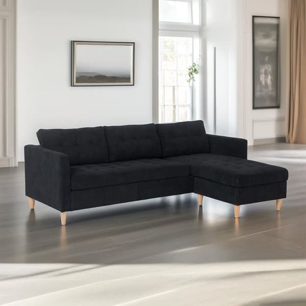 Marino sofa AB3, sjeselongsofa høyre eller venstresnudd i fløjl svart.
