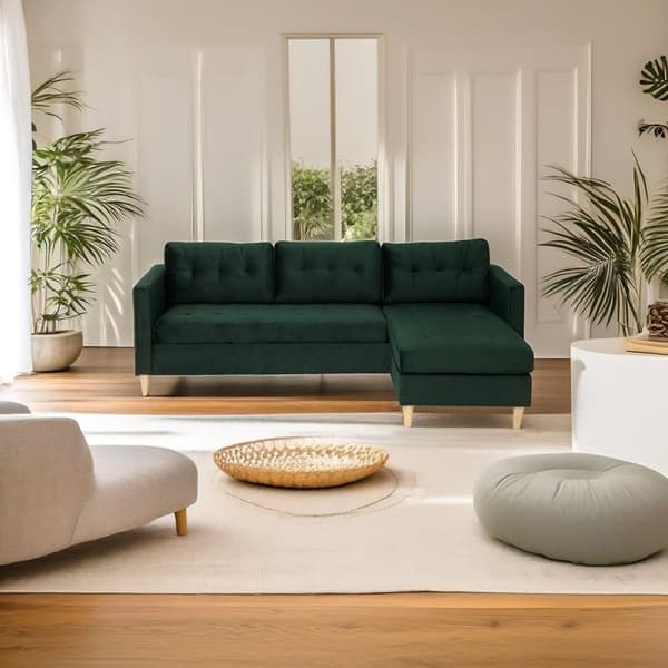 Marino sofa BA1, sjeselongsofa høyre eller venstresnudd i velur grønn.