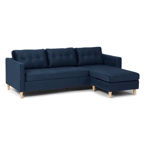 Marino sofa BA2, sjeselongsofa høyre eller venstresnudd i velur blå.