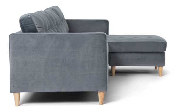 Marino sofa BA3, sjeselongsofa høyre eller venstresnudd i velur grå.