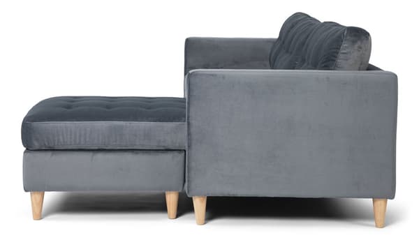 Marino sofa BA3, sjeselongsofa høyre eller venstresnudd i velur grå.