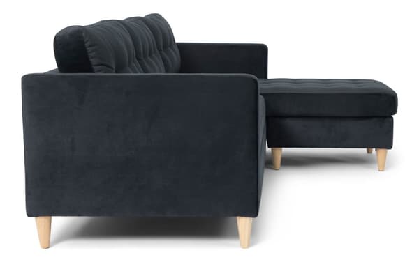 Marino sofa BA4, sjeselongsofa høyre eller venstresnudd i velur svart.