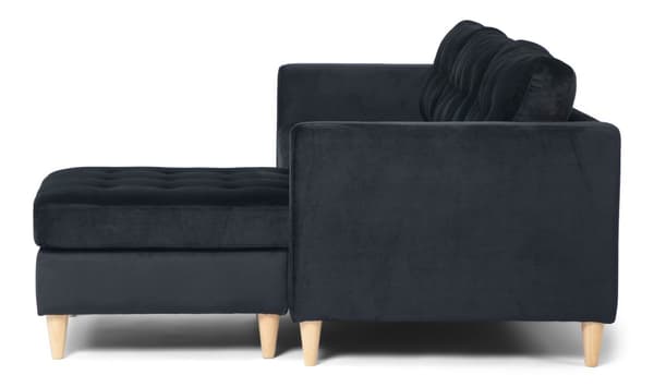 Marino sofa BA4, sjeselongsofa høyre eller venstresnudd i velur svart.