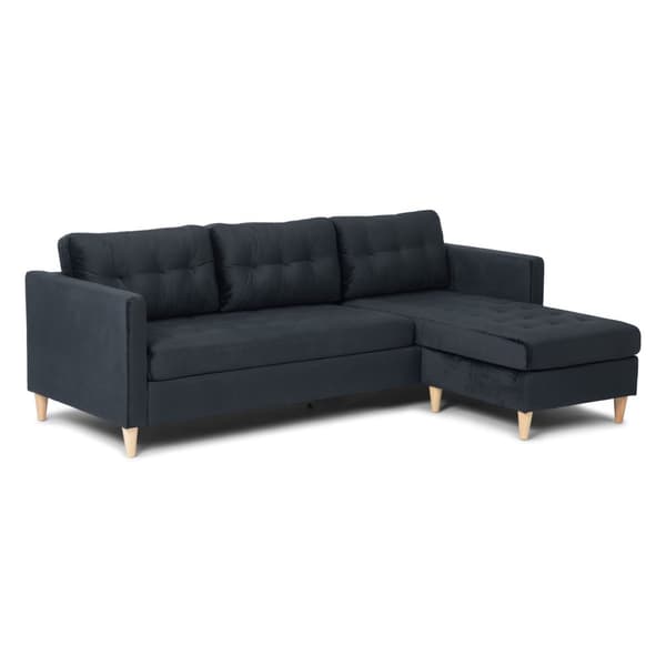 Marino sofa BA4, sjeselongsofa høyre eller venstresnudd i velur svart.