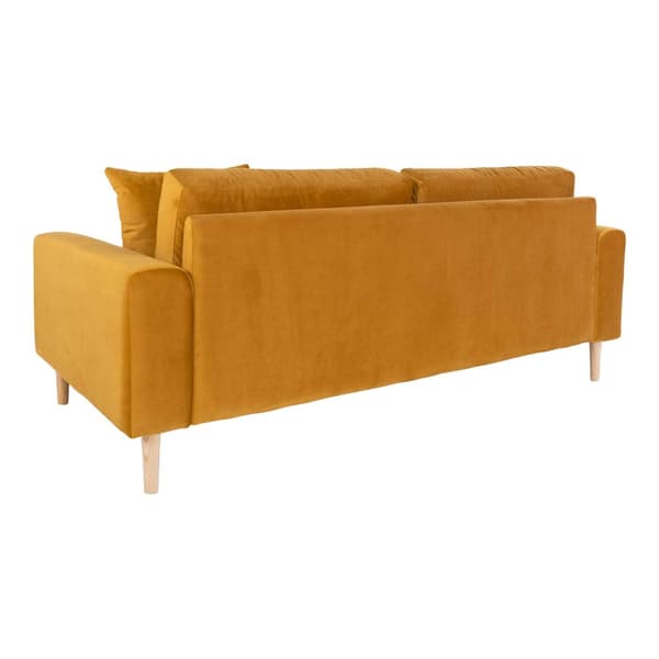 Lido sofa 2,5 seter velur inkl. 2 pynteputer, sennepsgul.