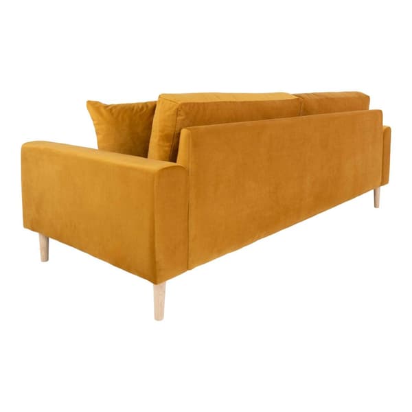 Lido sofa 3 seter velur inkl. 2 pynteputer, sennepsgul.