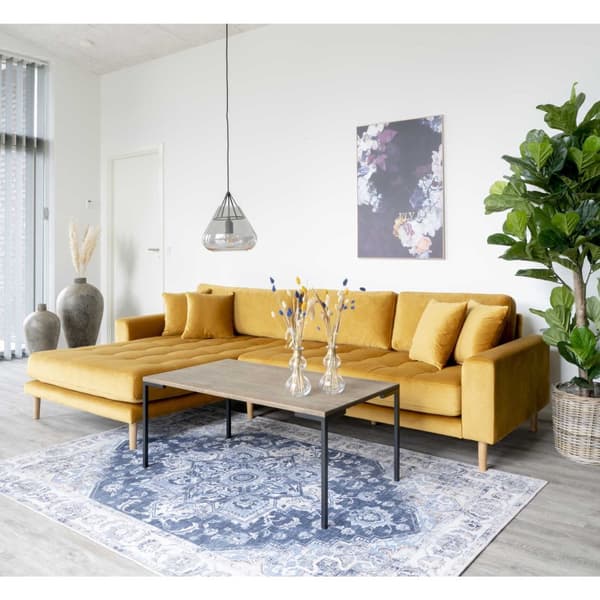 Lido sofa , sjeselongsofa venstrevent velur senneps gul.