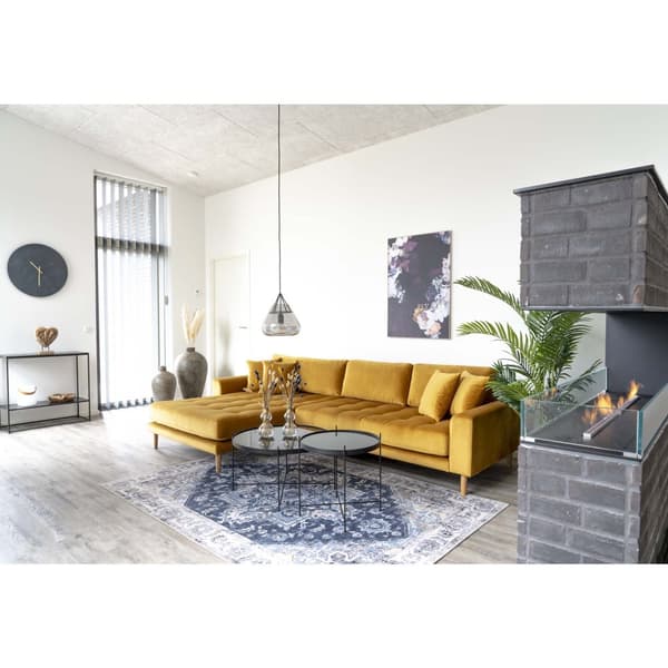 Lido sofa , sjeselongsofa venstrevent velur senneps gul.