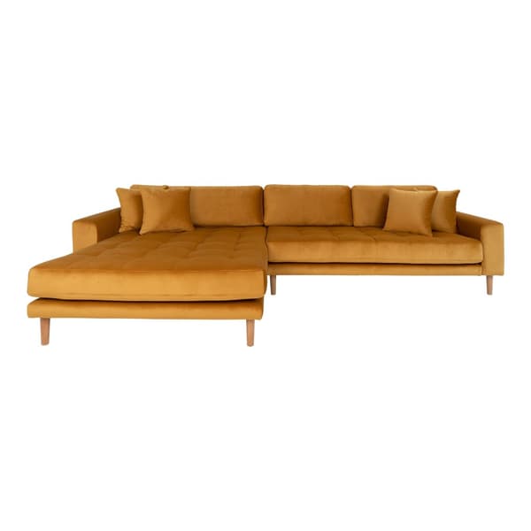 Lido sofa , sjeselongsofa venstrevent velur senneps gul.