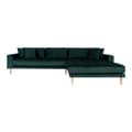 Miniatyrbilde 1 av 3: Lido sjeselong sofa høyresnudd velur inkl. 4 pynteputer, grønn.