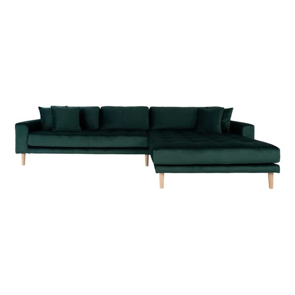 Lido sjeselong sofa høyresnudd velur inkl. 4 pynteputer, grønn.