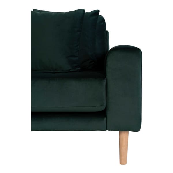 Lido sjeselong sofa venstresnudd velur inkl. 4 pynteputer, grønn.