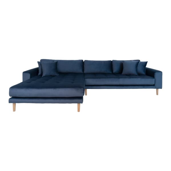 Lido sofa , sjeselongsofa venstrevent velur mørk blå.