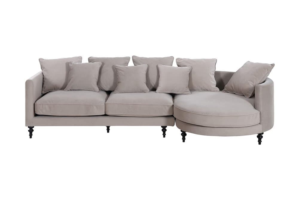 FAIRBRIDGE 4-sits Divansoffa Höger Sammet Beige