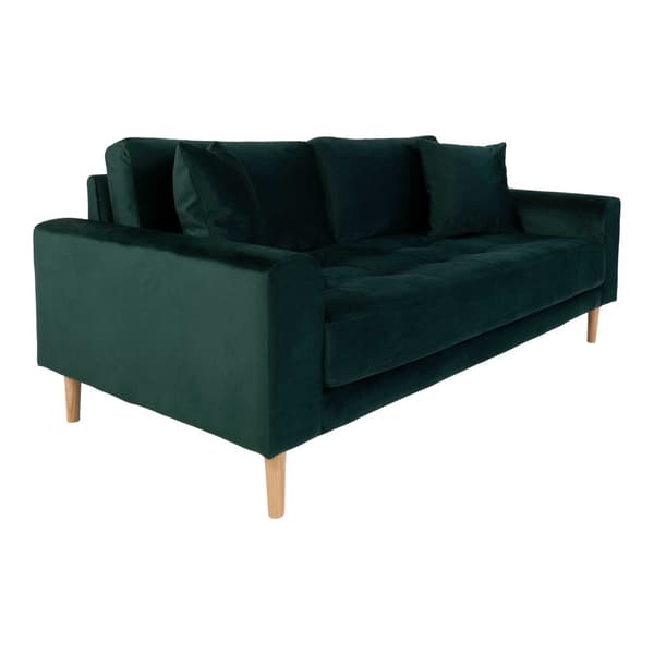 Lido sofa 2,5 seter velur inkl. 2 pynteputer, grønn.
